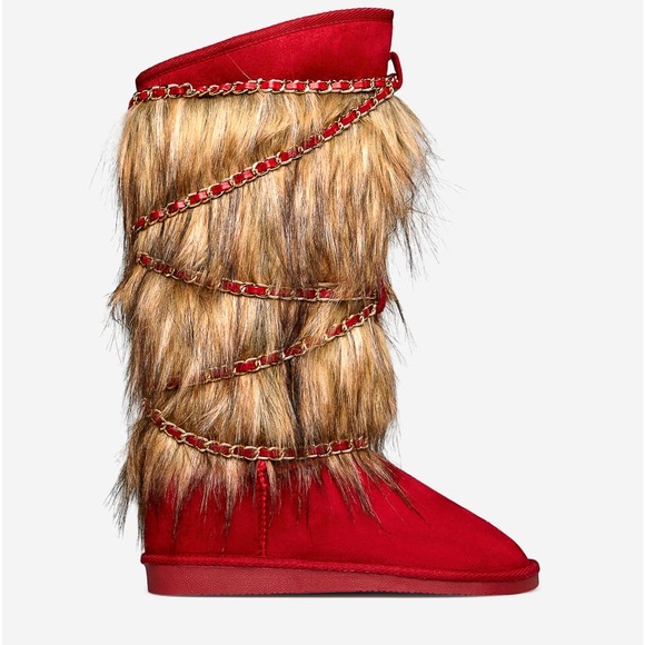 Shoe dazzle Winters Here Fuzzie Boot in Chili Pepper Red - Picture 2 of 14